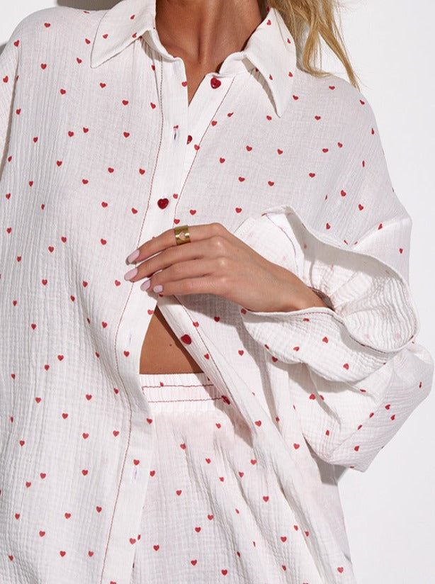 Levoire | Chemise Et Shorts À Motif De Cœur