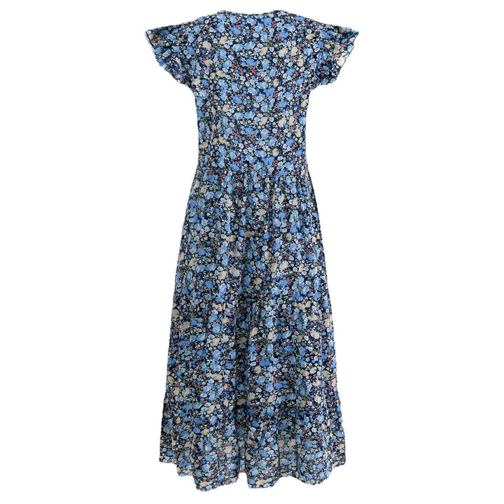 Robe évasée pour femmes avec des manches voluminées à volants et des détails floraux Levoire