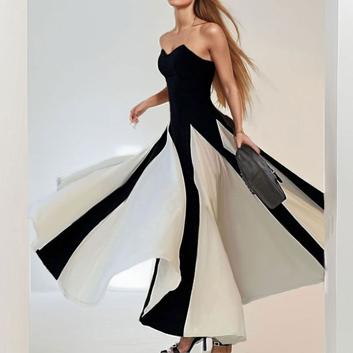 Robe de soirée élégante pour femmes avec encolure en cœur et inserts verticaux Levoire