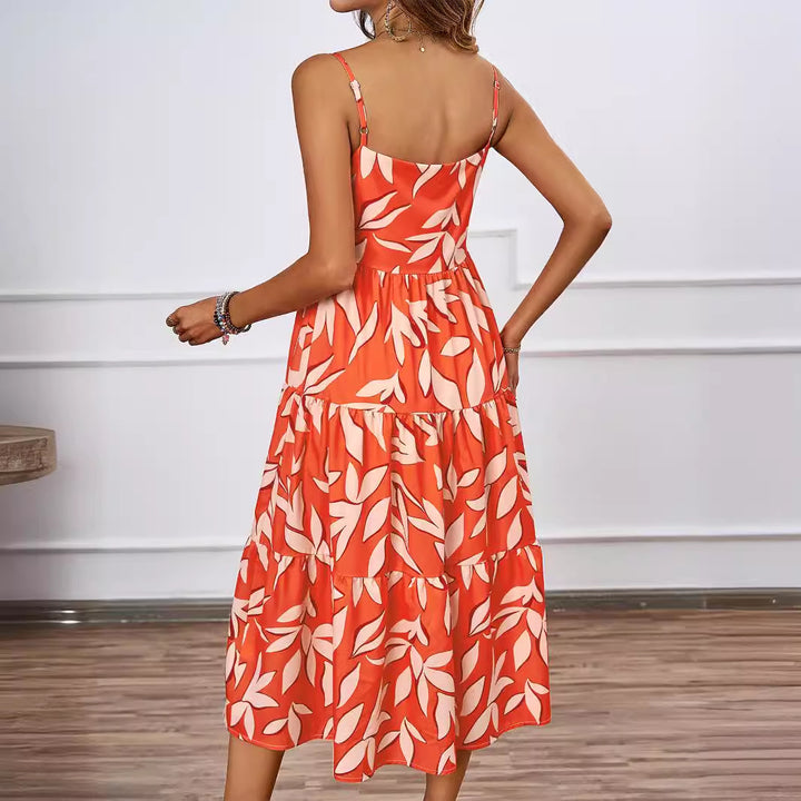 Robe midi pour femme avec des motifs floraux et une jupe volumineuse Levoire