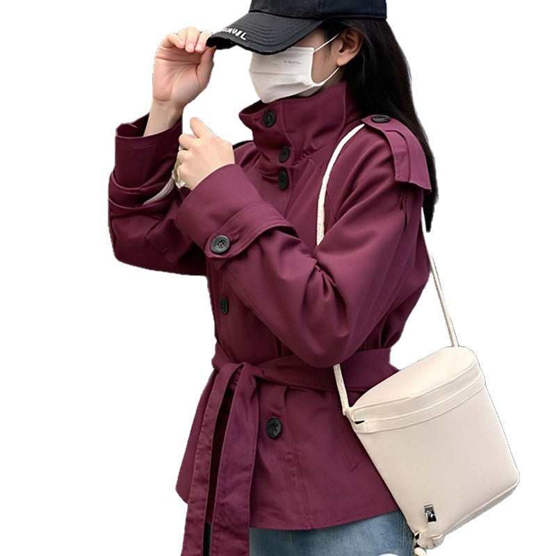 Manteau long élégant pour femmes avec col montant et ceinture ajustable Levoire