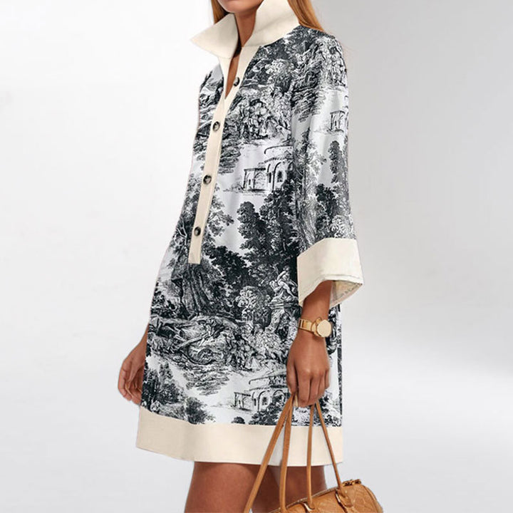 Robe chemise tendance pour femmes avec imprimé foulard et détails de boutons élégants Levoire