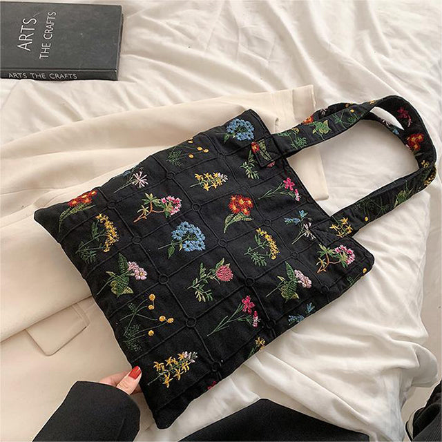 Levoire | Sac Avec Fleurs Brodées Noir