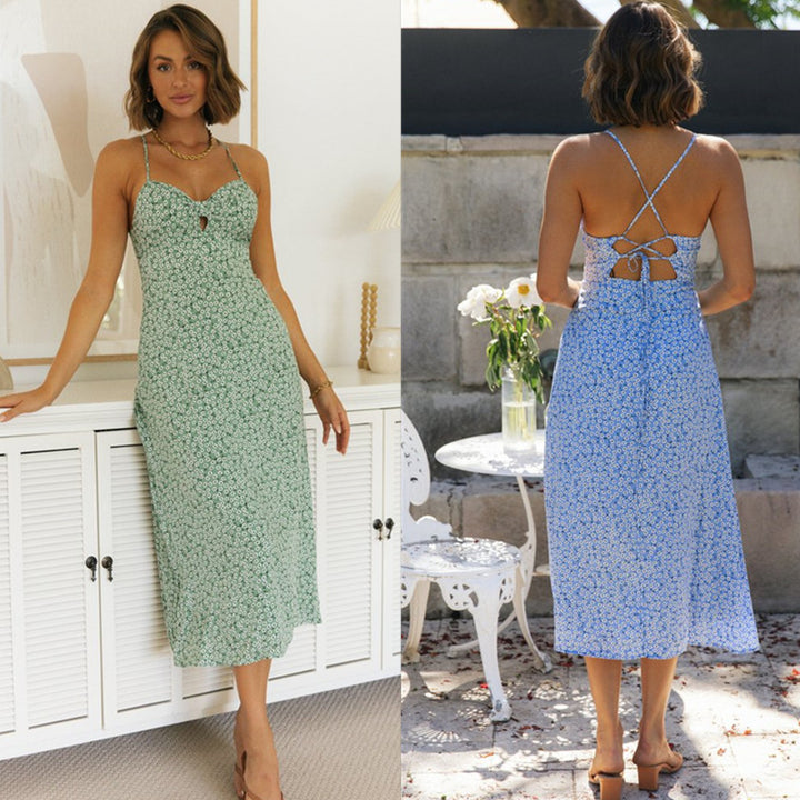 Robe midi pour dames avec des bretelles spaghetti délicates et décolleté en cœur Levoire