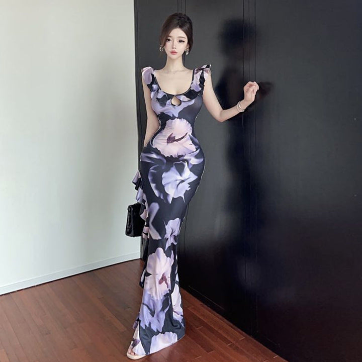 Levoire | robe à volants à encolure à décolleté