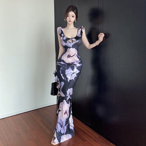 Levoire | robe à volants à encolure à décolleté