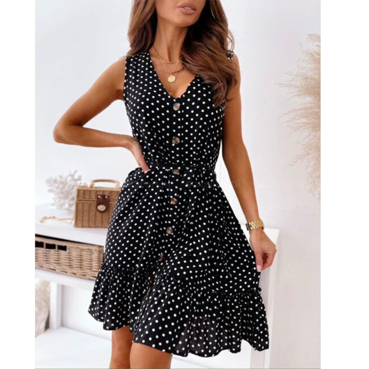 Robe portefeuille pour femmes avec des pois et ceinture à la taille Levoire