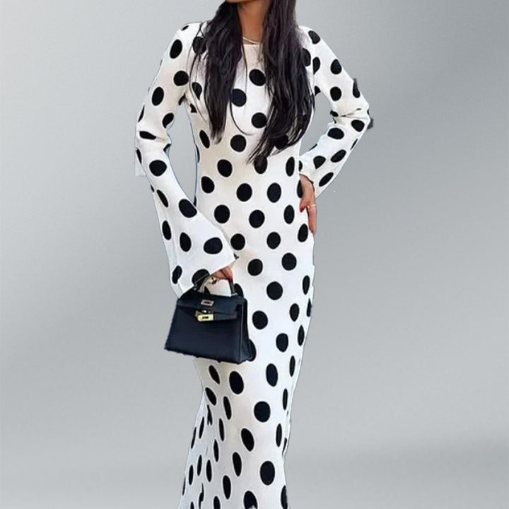 Robe maxi femme avec un motif à pois à la mode et des manches évasées Levoire