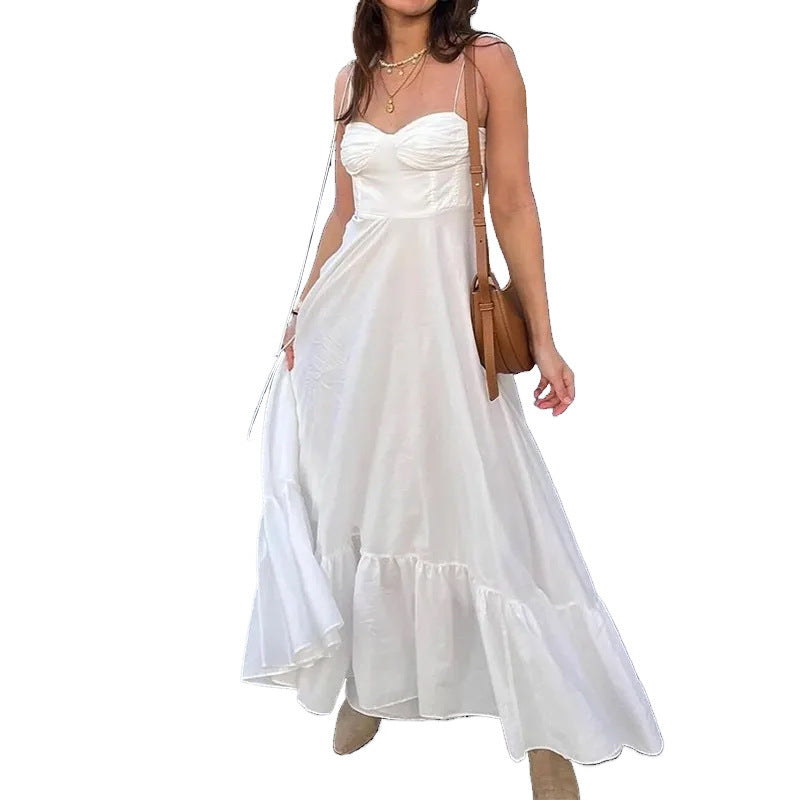 Robe maxi femme avec bretelles tombantes et jupe volumineuse Levoire