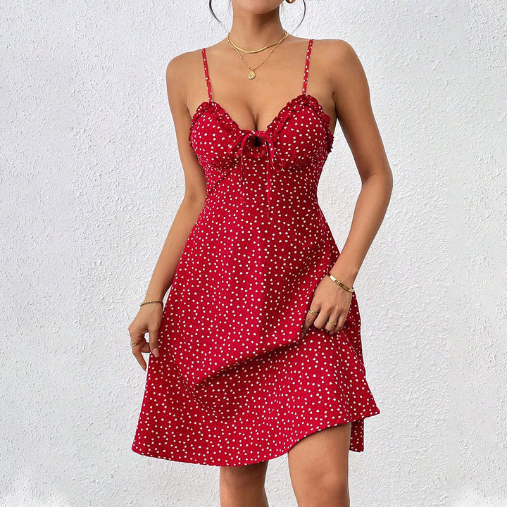 Robe mini pour dames avec une coupe aérée et un détail de volants ludique Levoire