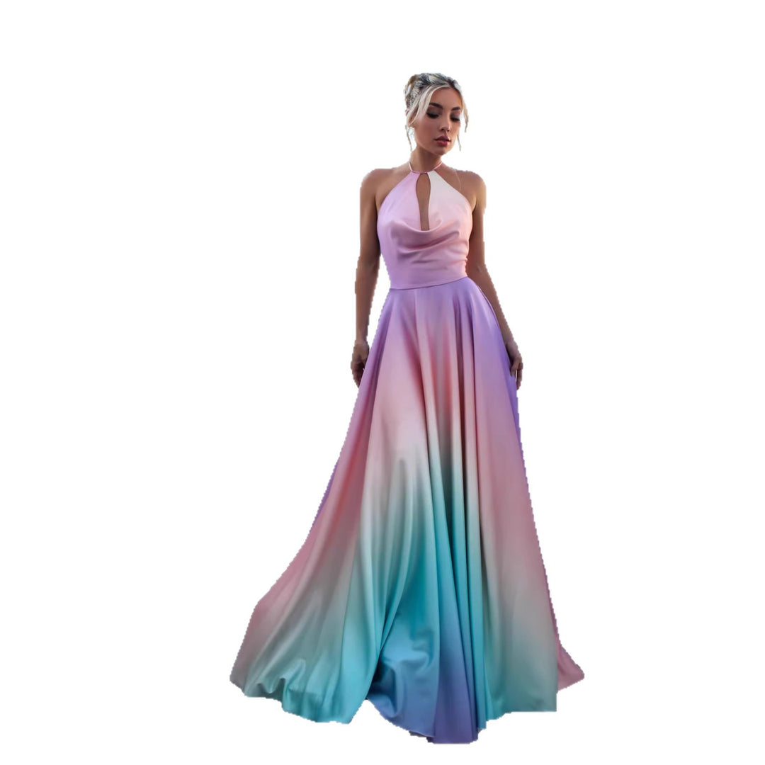 Robe de soirée femme avec encolure dégagée et effet ombré fluide Levoire