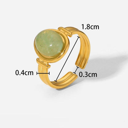 Levoire | Bague Ouverte En Pierre Ovale Avec Chaîne En Or 18K Vert