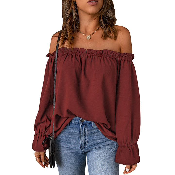 Blouse Femme Bardot avec Manches à Volants et Ourlet Décoratif Levoire