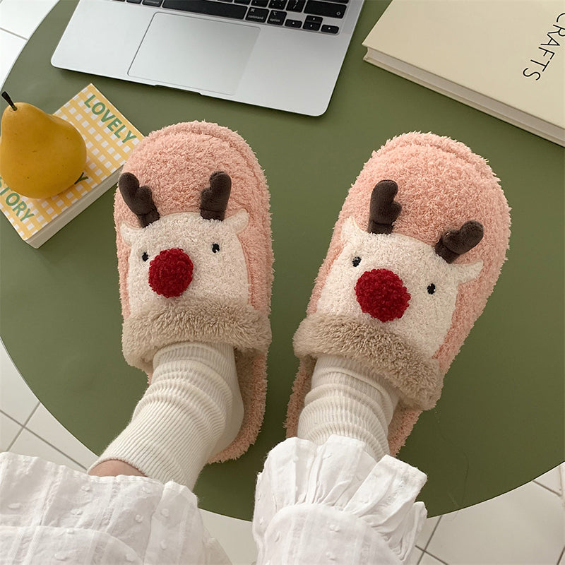 Levoire | Amusant Épais Chaud Chaussons Imprimé Renne Pour Femmes