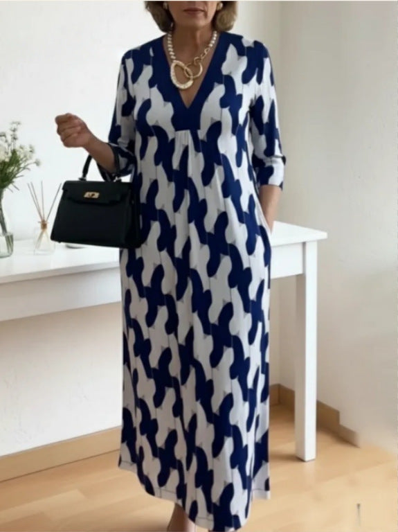 Robe maxi décontractée pour femmes avec un élégant col en V et des poches latérales pratiques Levoire