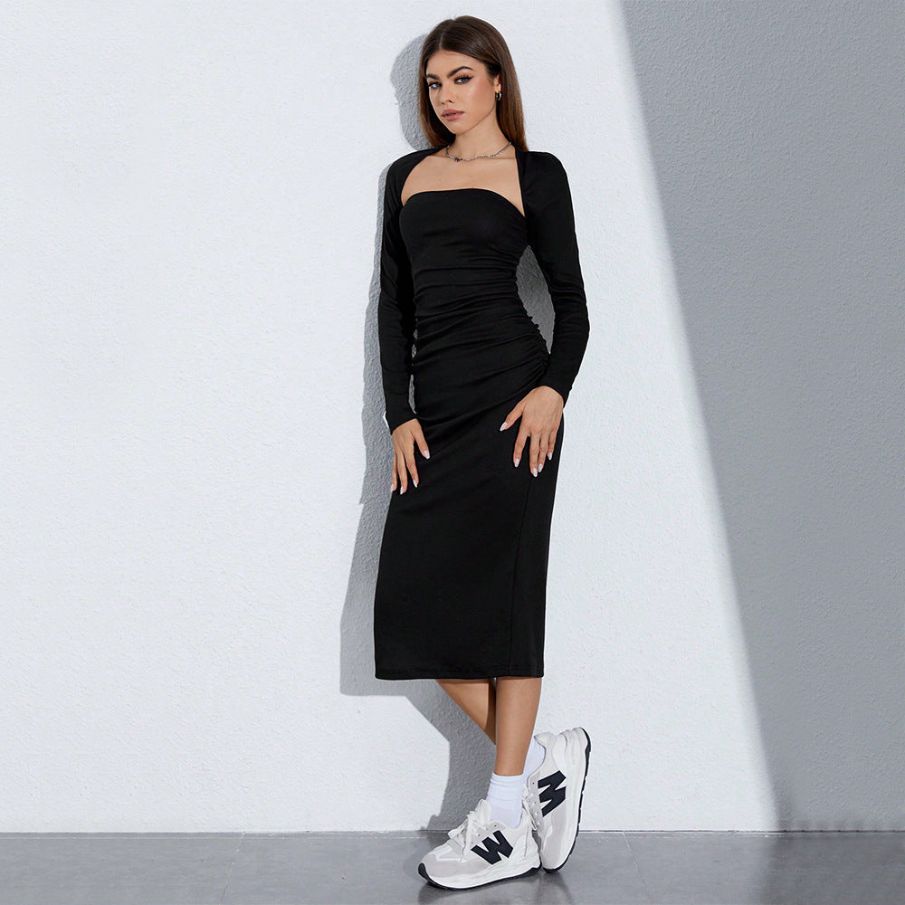 Robe maxi élégante pour femmes avec fronces et fente sur le côté Levoire