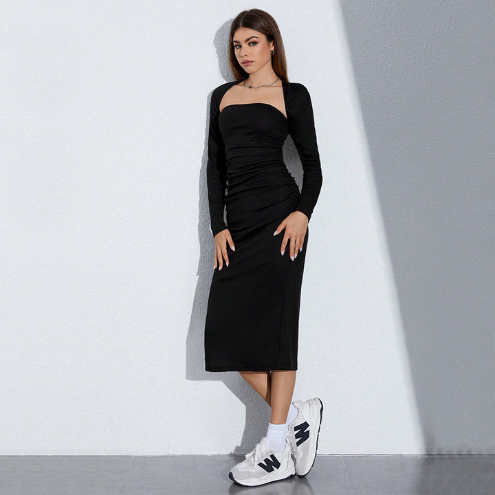Robe maxi élégante pour femmes avec fronces et fente sur le côté Levoire