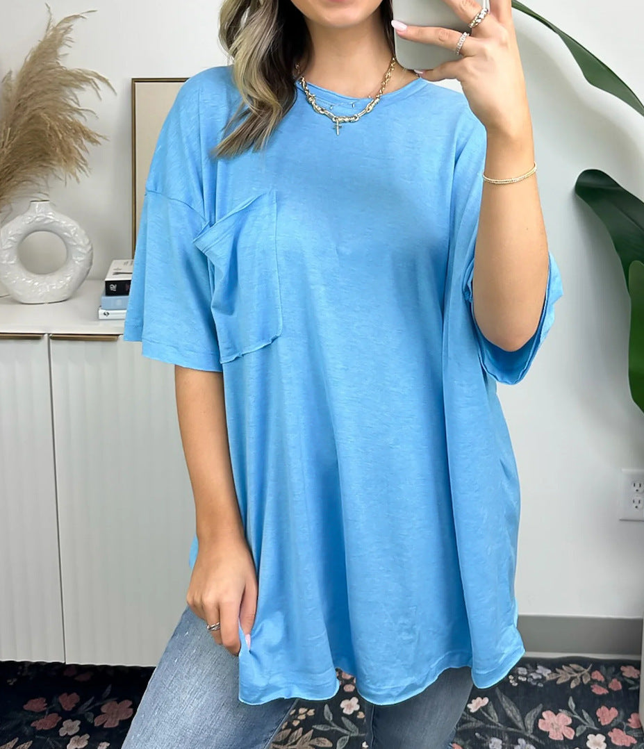 T-shirt ample décontracté pour femmes avec poche Levoire