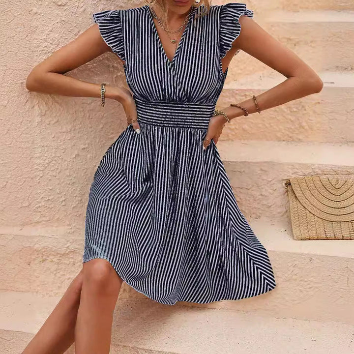 Levoire | Robe D'Été Midi Chic Rayée