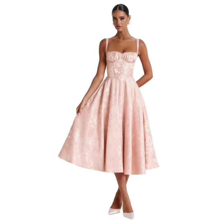 Robe cocktail glamour pour femmes avec haut à volants et jupe volumineuse Levoire
