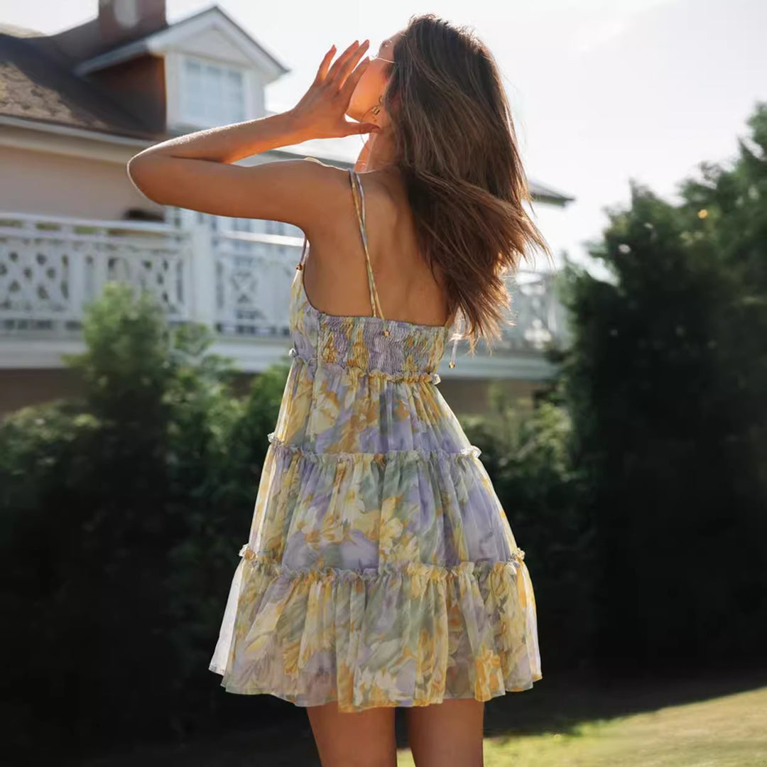 Robe d'été aérienne pour femmes avec de délicates volants et des bretelles spaghetti Levoire