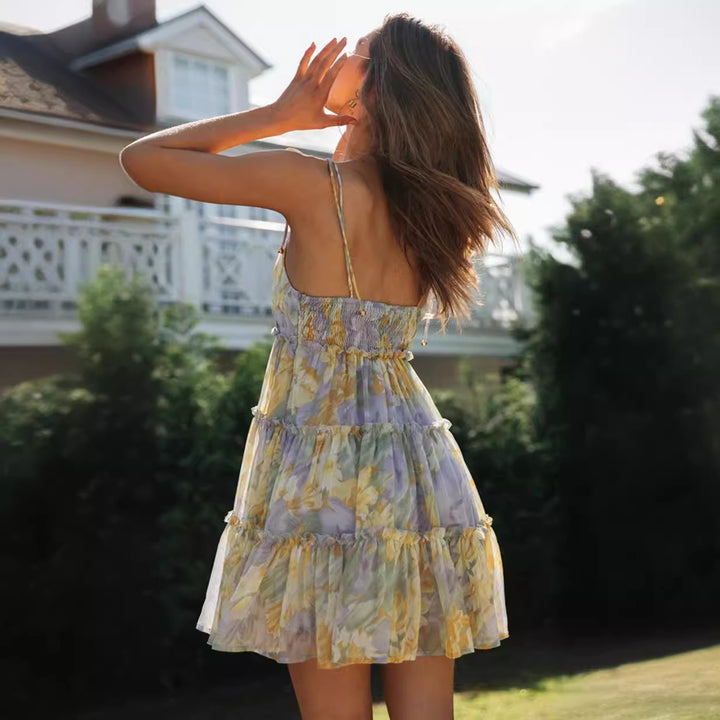 Robe d'été aérienne pour femmes avec de délicates volants et des bretelles spaghetti Levoire