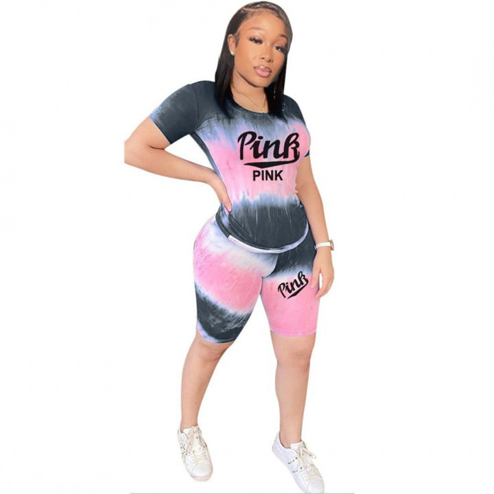 Tenue sportive pour femmes à manches courtes avec motif tie-dye tendance Levoire