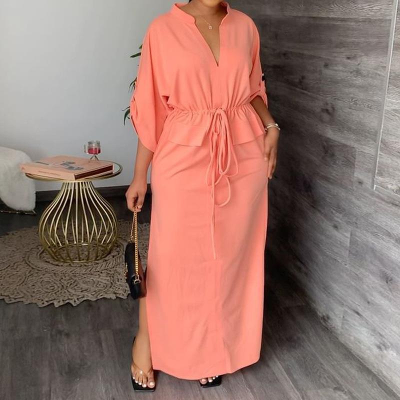 Robe maxi décontractée pour femmes avec ceinture et larges manches Levoire