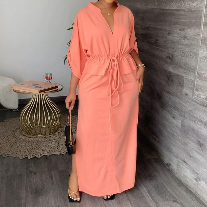 Robe maxi décontractée pour femmes avec ceinture et larges manches Levoire