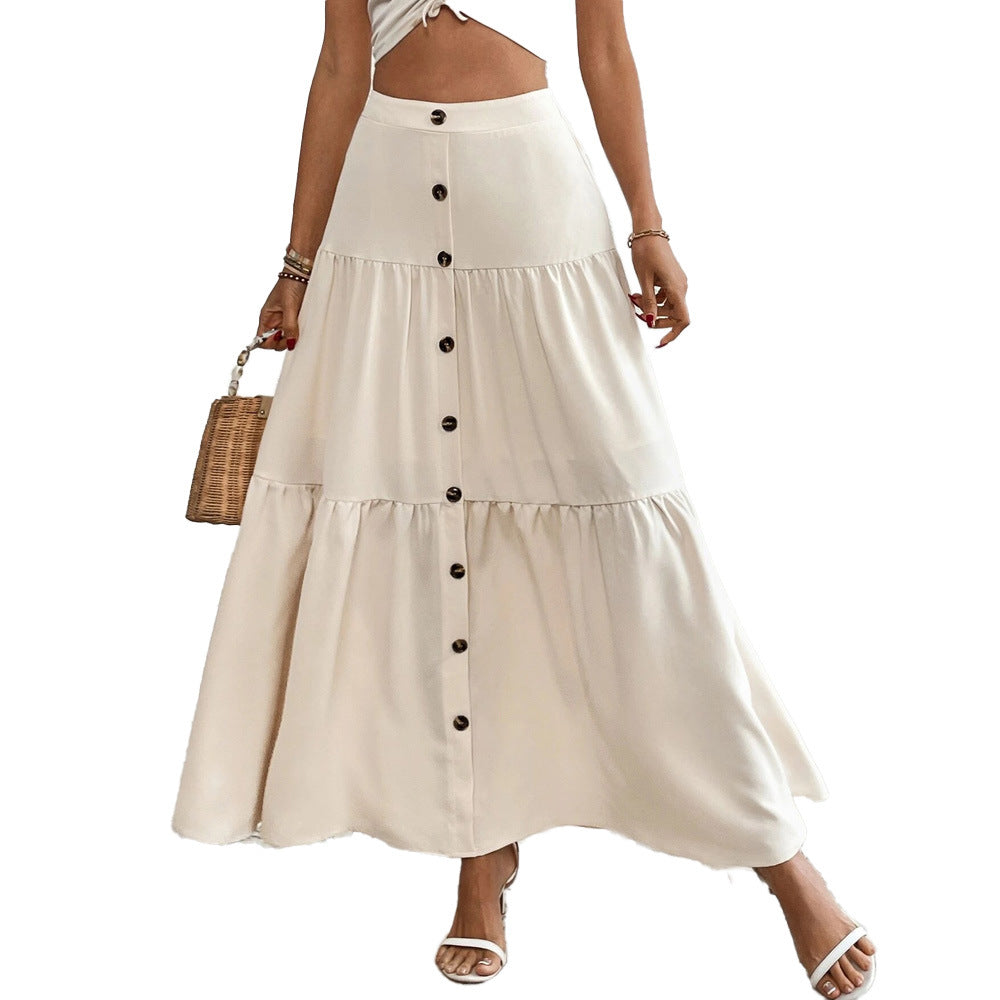 Jupe maxi pour femmes avec patte de boutonnage et coupe fluide Levoire