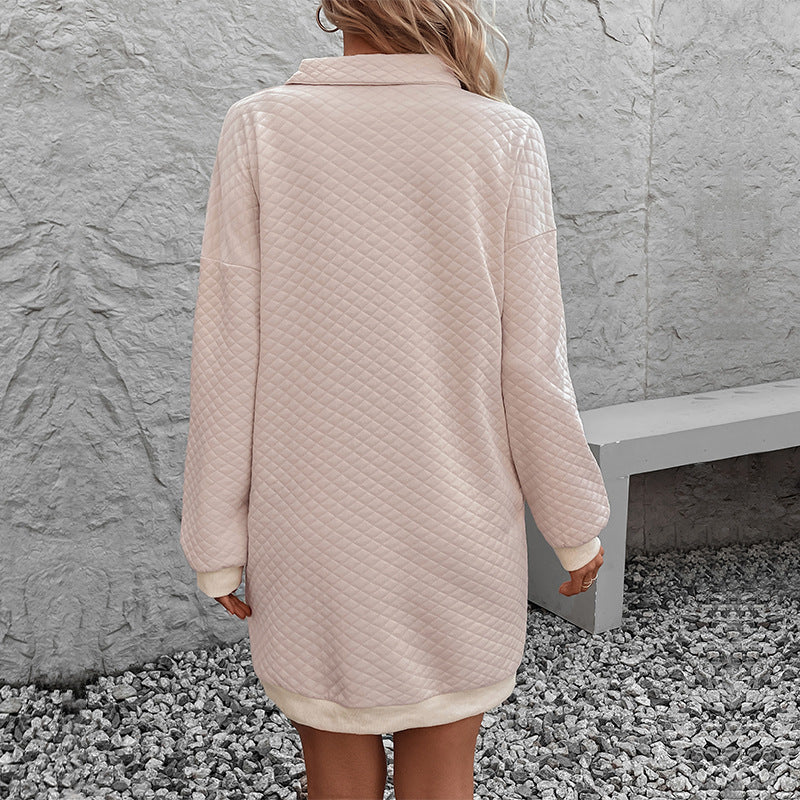 Robe pull femme avec col montant et motif gaufré réchauffant Levoire