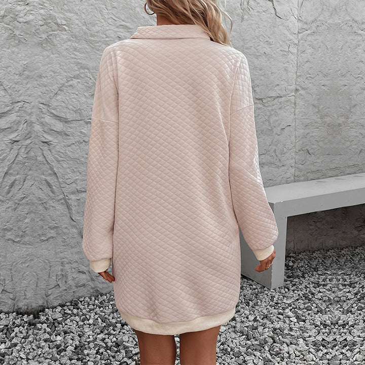 Robe pull femme avec col montant et motif gaufré réchauffant Levoire