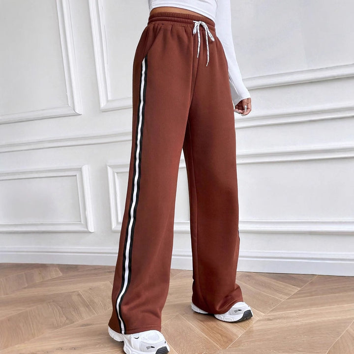 Pantalons de jogging décontractés pour femmes avec jambes larges et bandes contrastées Levoire