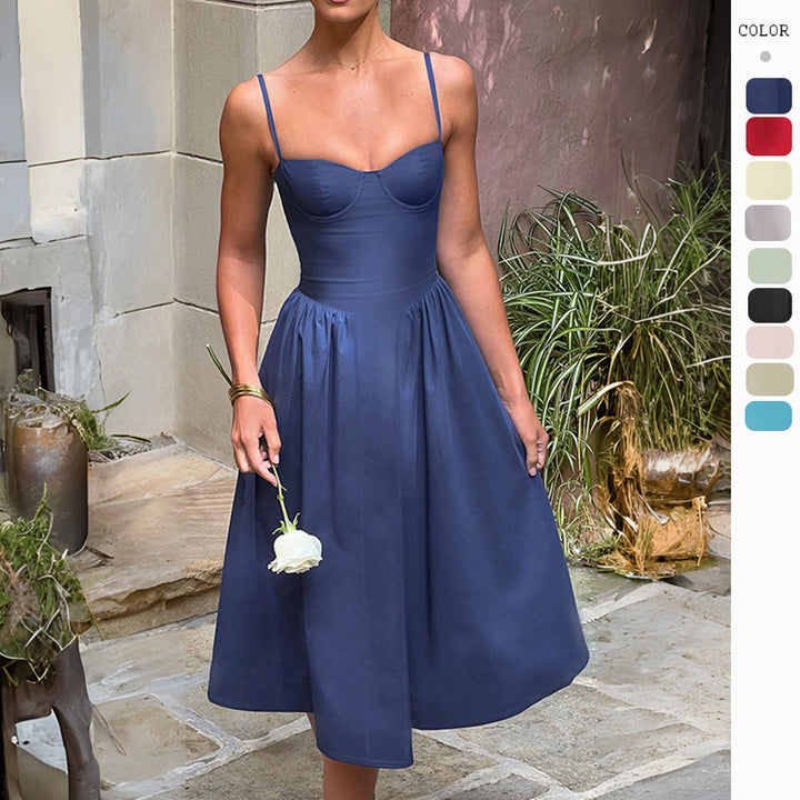 Robe midi pour femme avec décolleté en cœur esthétique et jupe évasée Levoire