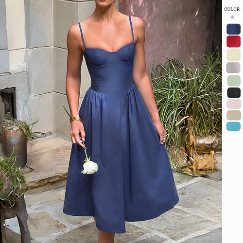 Robe midi pour femme avec décolleté en cœur esthétique et jupe évasée Levoire