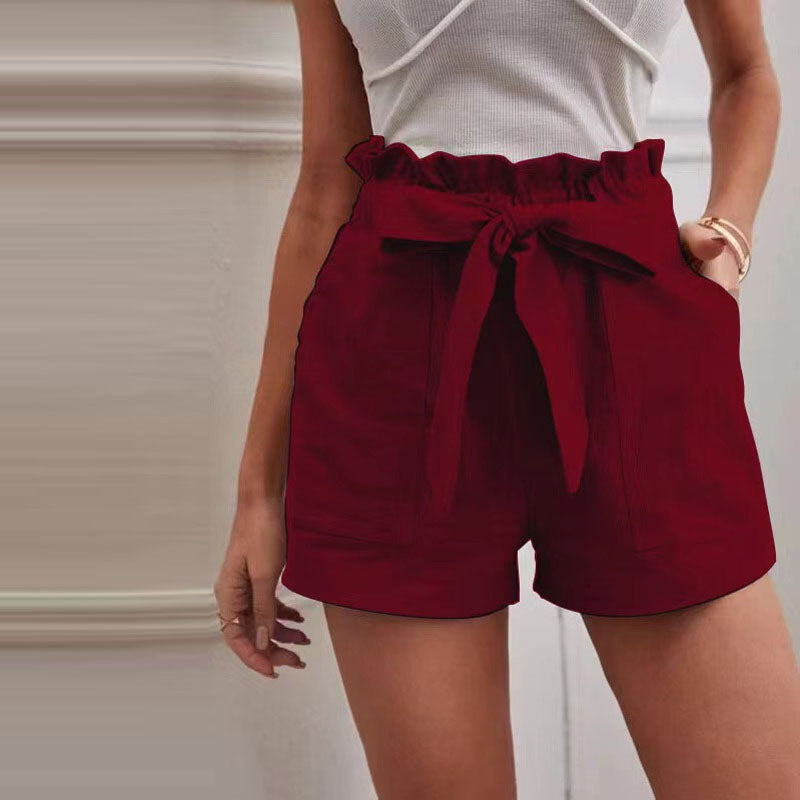 Levoire | Short Décontracté De Couleur Unie Bourgogne