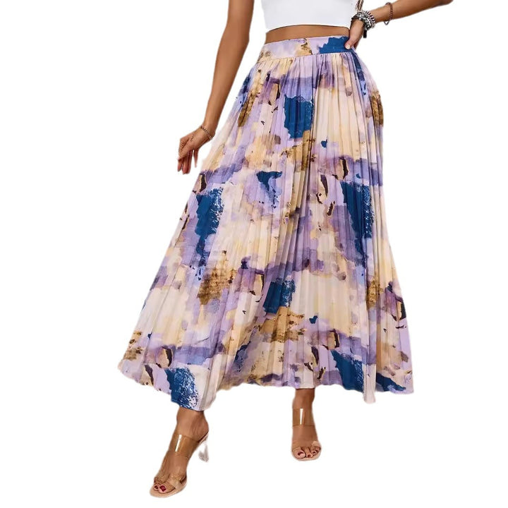 Jupe maxi pour femmes avec détails plissés et design floral Levoire