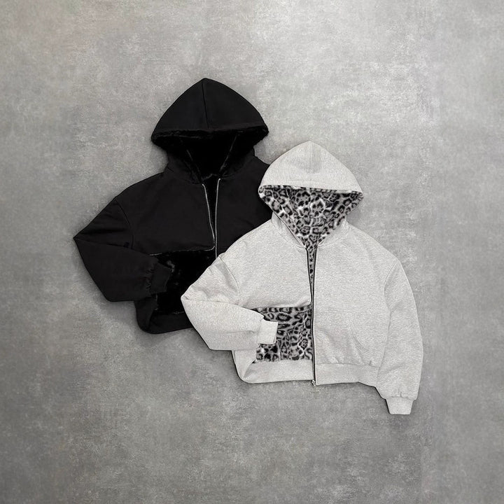 Veste à capuche pour femmes avec doublure en polaire animale et poches pratiques Levoire