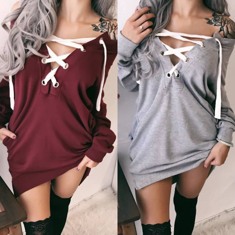 Sweat à capuche surdimensionné pour femmes avec design de lacet ludique Levoire
