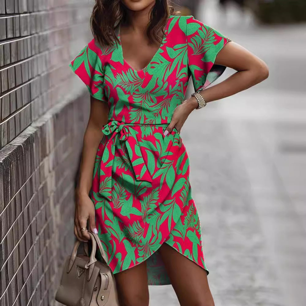 Robe portefeuille femme avec imprimé floral et nœud élégant Levoire