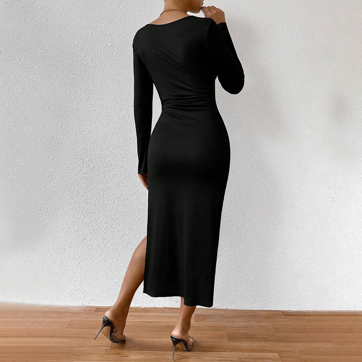 Robe à manches longues côtelée pour femme avec cordon de serrage ajustable Levoire