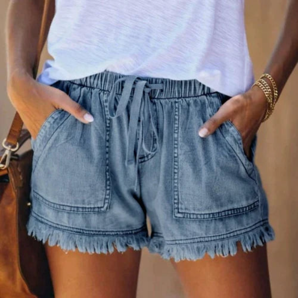 Levoire | Short En Jean Avec Taille Élastique Bleu