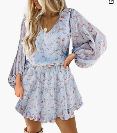 Robe à manches courtes pour femmes avec des manches bouffantes volumineuses Levoire