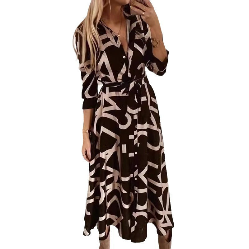 Levoire | Robe nouée à manches longues avec bouton à l'avant ajusté