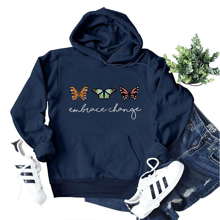 Sweat à capuche pour femmes avec motif de papillon inspirant et message motivant Levoire