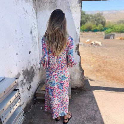 Levoire | Élégant Combinaison Imprimée Décontractée V Col Robe Longue