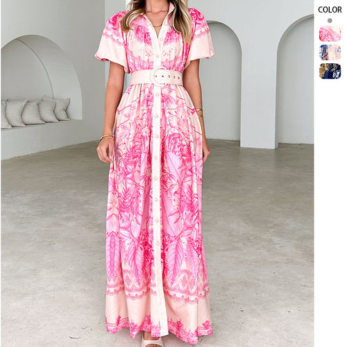 Robe maxi femme avec motif floral et ceinture à la taille Levoire