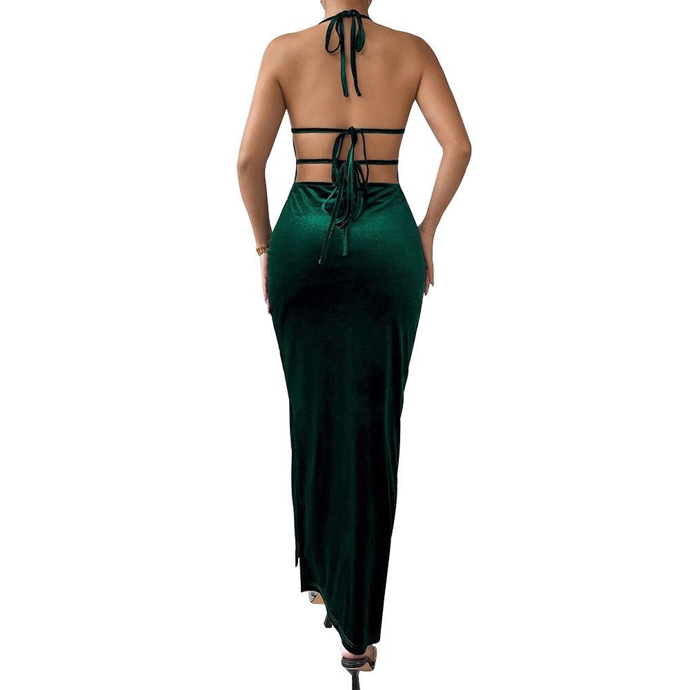 Robe maxi pour femmes avec un design de bretelles élégant et une fente sur le côté Levoire