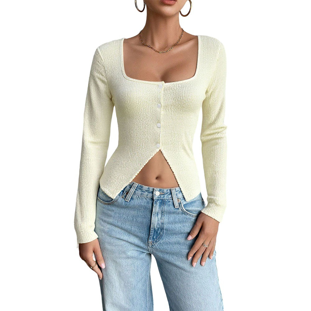 Cardigan à manches longues pour femmes avec coupe décontractée et boutons décoratifs Levoire