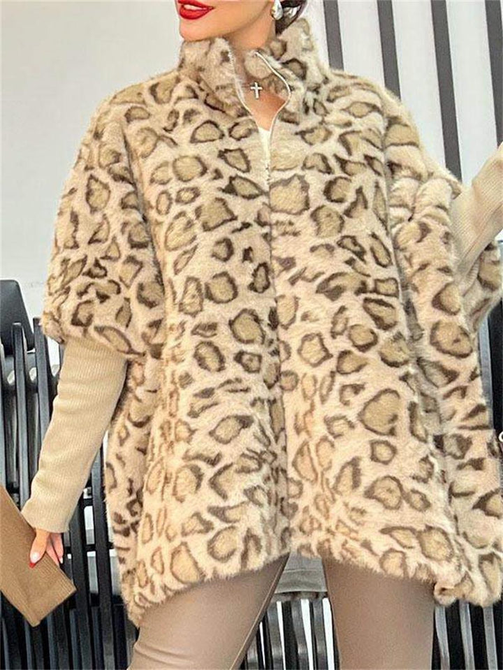 Manteau matelassé pour femmes avec motif léopard et col montant Levoire